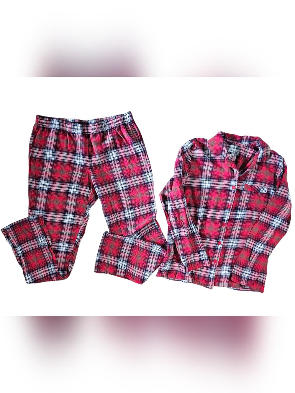 Jammies For Your Families Red Plaid Flannel Pajama Set Women's Size Medium